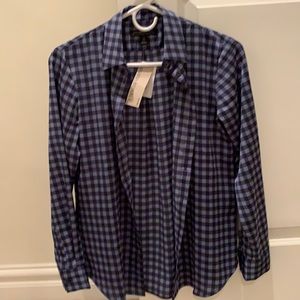 Banana Republic blue silky gingham button down shirt